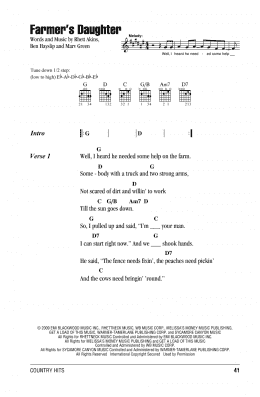 page one of Farmer's Daughter (Guitar Chords/Lyrics)