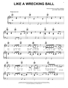 page one of Like A Wrecking Ball (Piano, Vocal & Guitar Chords (Right-Hand Melody))
