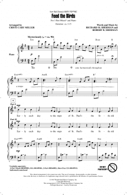 page one of Feed The Birds (from Mary Poppins) (arr. Cristi Cary Miller) (3-Part Mixed Choir)