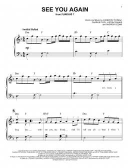page one of See You Again (Very Easy Piano)