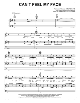page one of Can't Feel My Face (Piano, Vocal & Guitar Chords (Right-Hand Melody))