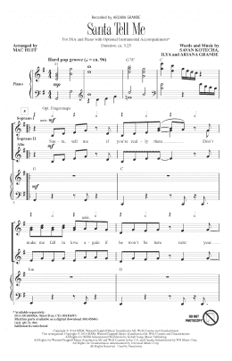 page one of Santa Tell Me (Arr. Mac Huff) (SSA Choir)