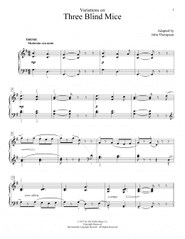 page one of Variations On Three Blind Mice (Educational Piano)