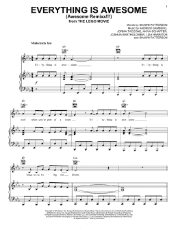 page one of Everything Is Awesome (from The Lego Movie) (feat. The Lonely Island) (Piano, Vocal & Guitar Chords (Right-Hand Melody))