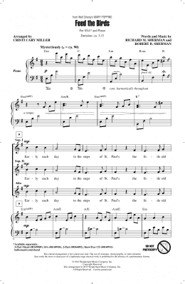 page one of Feed The Birds (Tuppence A Bag) (from Mary Poppins) (arr. Cristi Cary Miller) (SSA Choir)