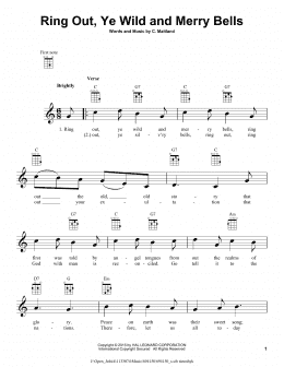 page one of Ring Out, Ye Wild And Merry Bells (Ukulele)