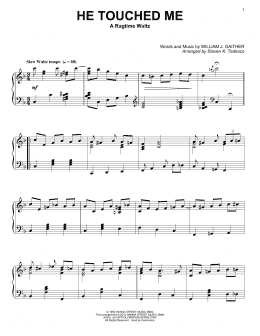 page one of He Touched Me (arr. Steven K. Tedesco) [Ragtime version] (Piano Solo)