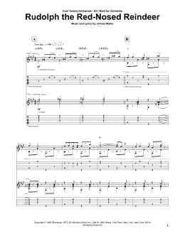 page one of Rudolph The Red-Nosed Reindeer (Guitar Tab)