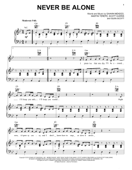 page one of Never Be Alone (Piano, Vocal & Guitar Chords (Right-Hand Melody))