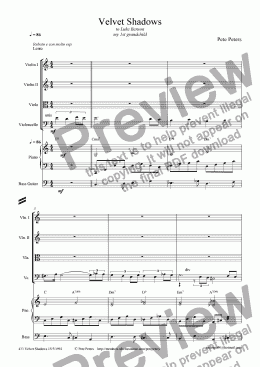page one of Velvet Shadows [new orchestra version]