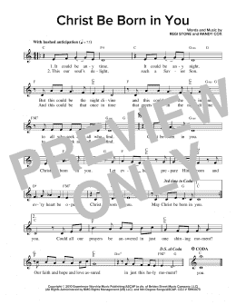 page one of Christ Be Born In You (Lead Sheet / Fake Book)