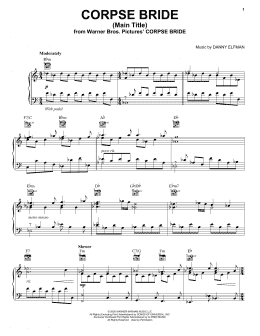 page one of Corpse Bride (Main Title) (Piano Solo)