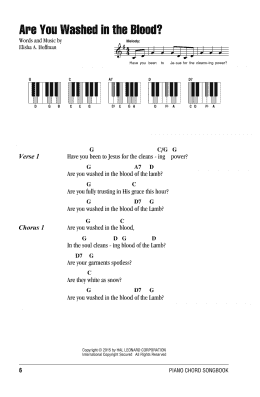page one of Are You Washed In The Blood? (Piano Chords/Lyrics)