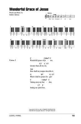 page one of Wonderful Grace Of Jesus (Piano Chords/Lyrics)
