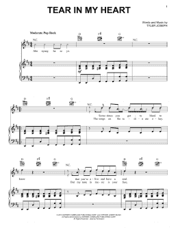 page one of Tear In My Heart (Piano, Vocal & Guitar Chords (Right-Hand Melody))