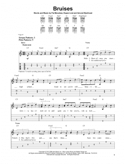 page one of Bruises (Easy Guitar Tab)