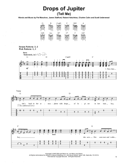 page one of Drops Of Jupiter (Tell Me) (Easy Guitar Tab)