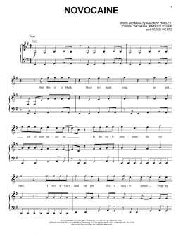 page one of Novocaine (Piano, Vocal & Guitar Chords (Right-Hand Melody))