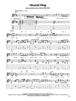 page one of Hound Dog (Guitar Tab)