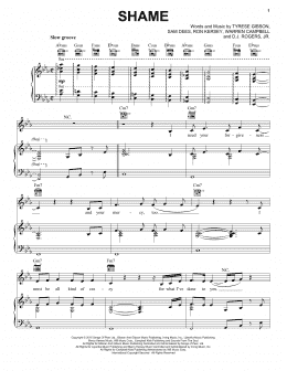 page one of Shame (Piano, Vocal & Guitar Chords (Right-Hand Melody))