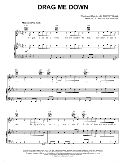 page one of Drag Me Down (Piano, Vocal & Guitar Chords (Right-Hand Melody))