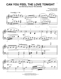 page one of Can You Feel The Love Tonight [Classical version] (from The Lion King) (arr. Phillip Keveren) (Easy Piano)