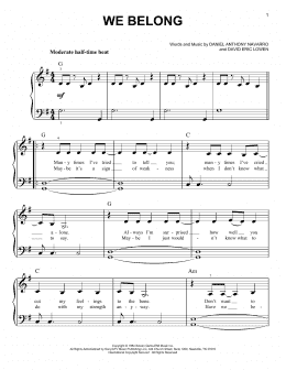 page one of We Belong (Easy Piano)