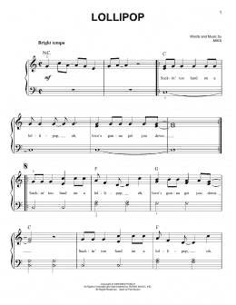 page one of Lollipop (Easy Piano)