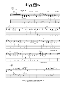 page one of Blue Wind (Guitar Tab (Single Guitar))