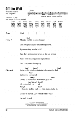 page one of Off The Wall (Guitar Chords/Lyrics)