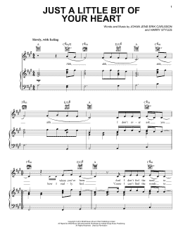 page one of Just A Little Bit Of Your Heart (Piano, Vocal & Guitar Chords (Right-Hand Melody))
