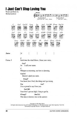 page one of I Just Can't Stop Loving You (Guitar Chords/Lyrics)