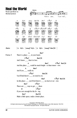 page one of Heal The World (Guitar Chords/Lyrics)