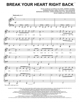 page one of Break Your Heart Right Back (Piano, Vocal & Guitar Chords (Right-Hand Melody))