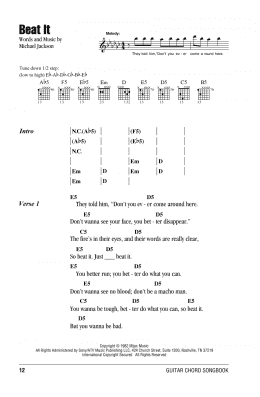 page one of Beat It (Guitar Chords/Lyrics)