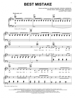 page one of Best Mistake (Piano, Vocal & Guitar Chords (Right-Hand Melody))