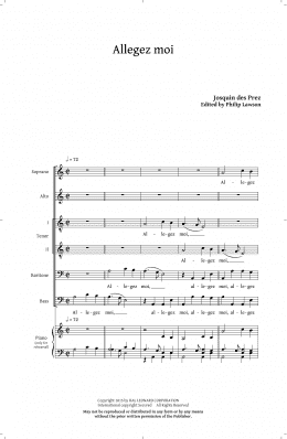 page one of Allegez Moi (SATB Choir)