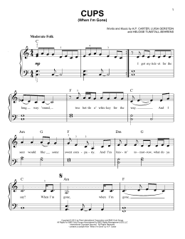 page one of Cups (When I'm Gone) (Easy Piano)