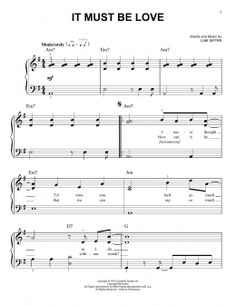 page one of It Must Be Love (Easy Piano)