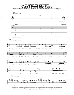 page one of Can't Feel My Face (Bass Guitar Tab)