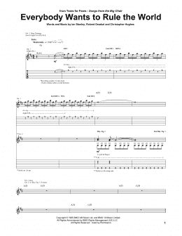 page one of Everybody Wants To Rule The World (Guitar Tab)