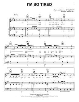 page one of I'm So Tired (Piano, Vocal & Guitar Chords (Right-Hand Melody))