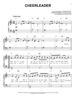 page one of Cheerleader (Easy Piano)