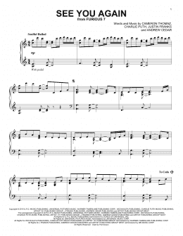 page one of See You Again (Piano Solo)