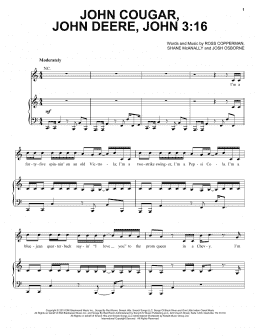 page one of John Cougar, John Deere, John 3:16 (Piano, Vocal & Guitar Chords (Right-Hand Melody))