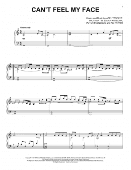page one of Can't Feel My Face (Piano Solo)