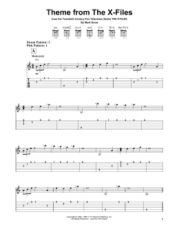 page one of Theme From The X-Files (Easy Guitar Tab)