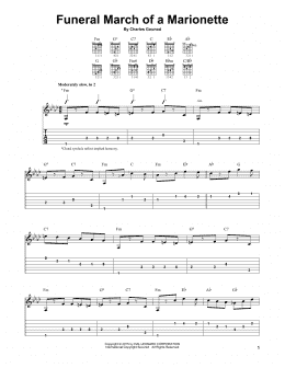 page one of Funeral March Of A Marionette (Easy Guitar Tab)
