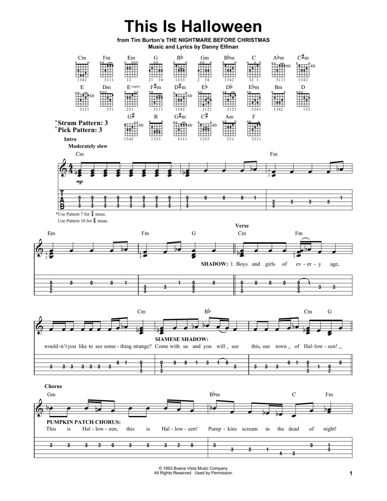 This Is Halloween (from The Nightmare Before Christmas) (Easy Guitar Tab)