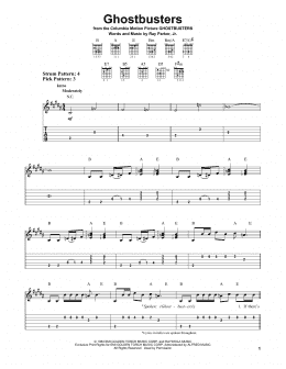 page one of Ghostbusters (Easy Guitar Tab)